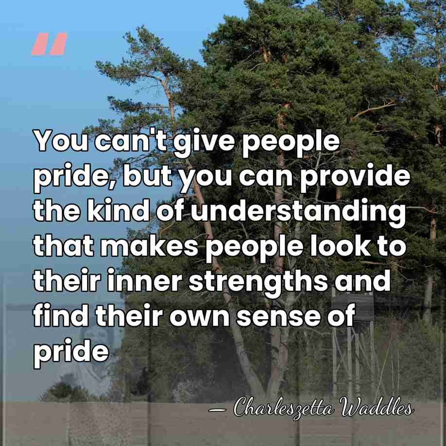 You can't give people pride, but you can provide the kind of&hellip; - Charleszetta Waddles