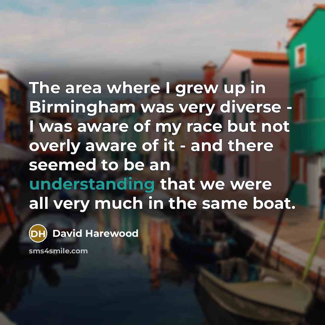 “The area where I grew up in Birmingham was very…” quote by David Harewood