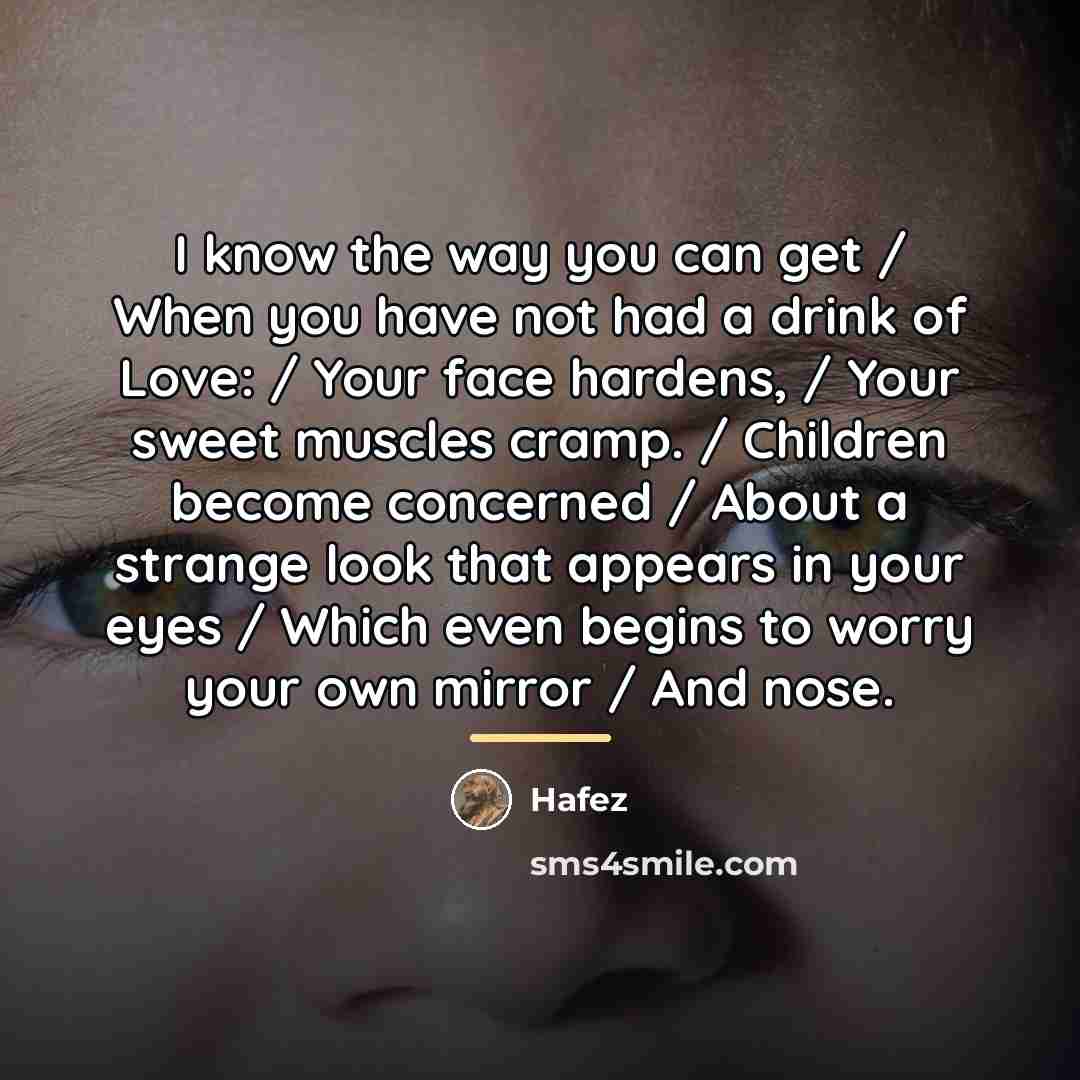 “I know the way you can get / When you…” quote by Hafez