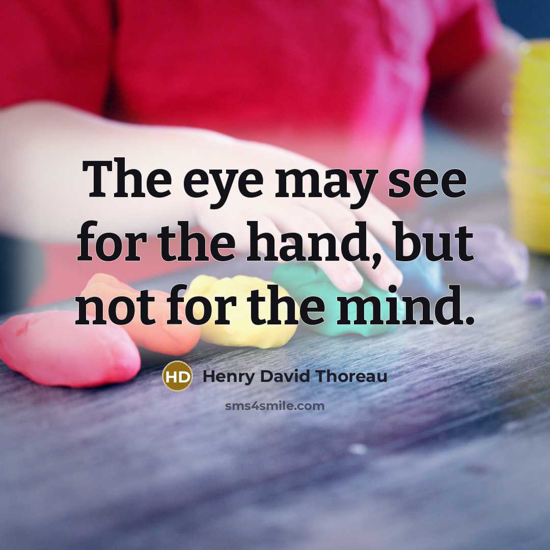 “The eye may see for the hand, but not for…” quote by Henry David Thoreau