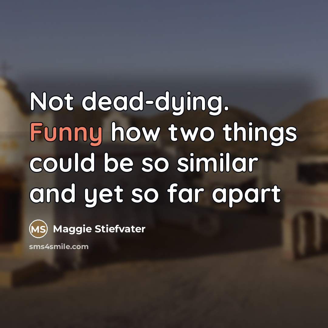 “Not dead-dying. Funny how two things could be so similar…” quote by Maggie Stiefvater