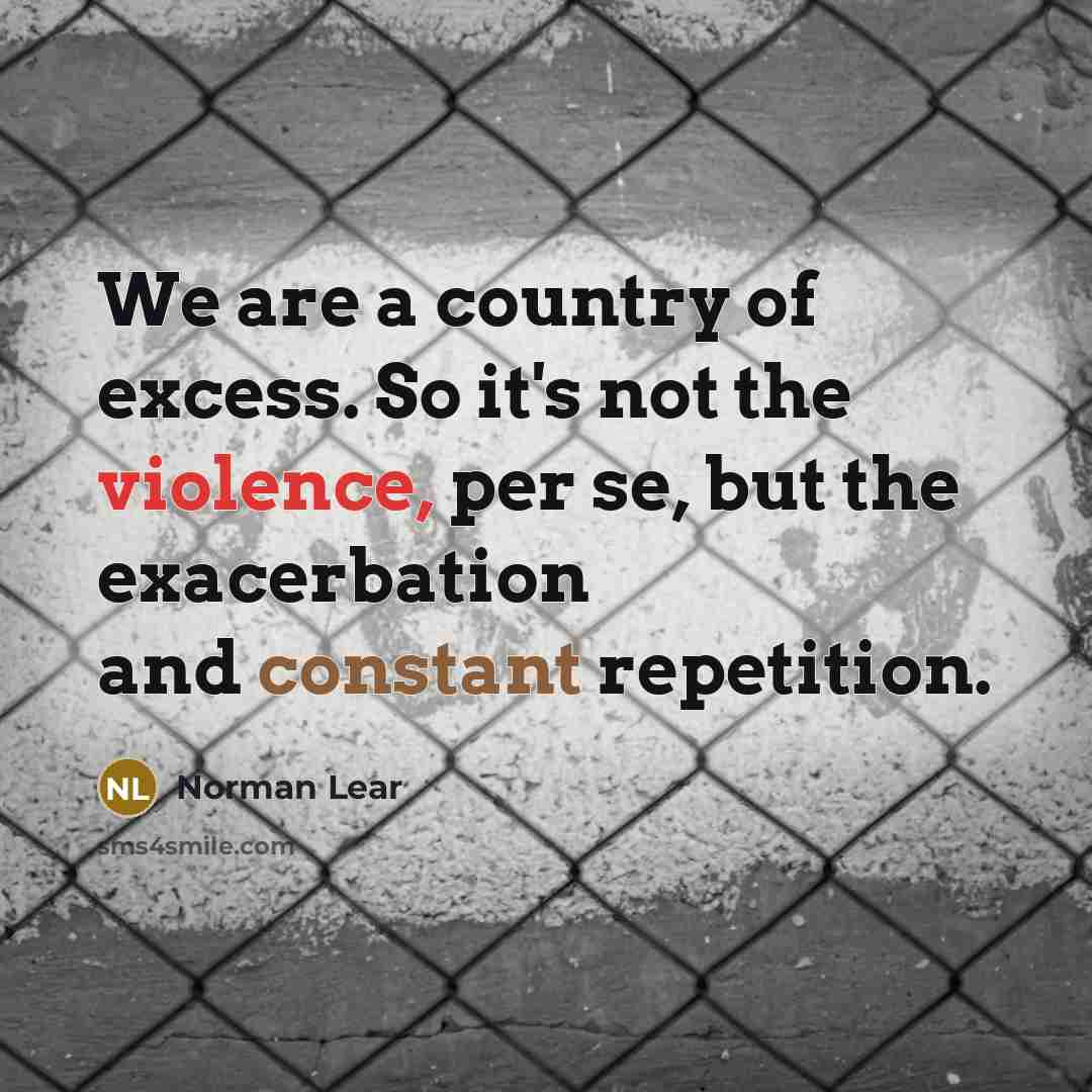 “We are a country of excess. So it's not the…” quote by Norman Lear