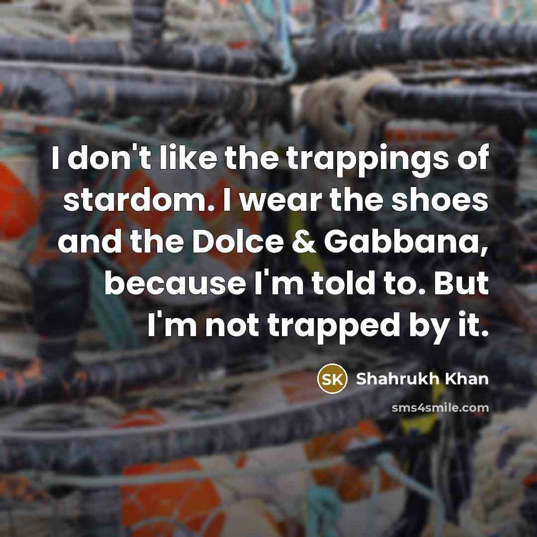 “I don't like the trappings of stardom. I wear the…” quote by Shahrukh Khan