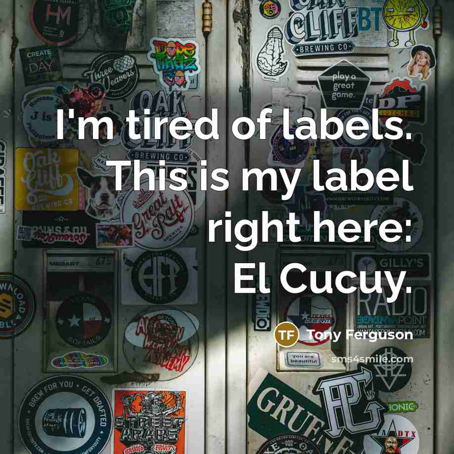 “I'm tired of labels. This is my label right here:…” quote by Tony Ferguson