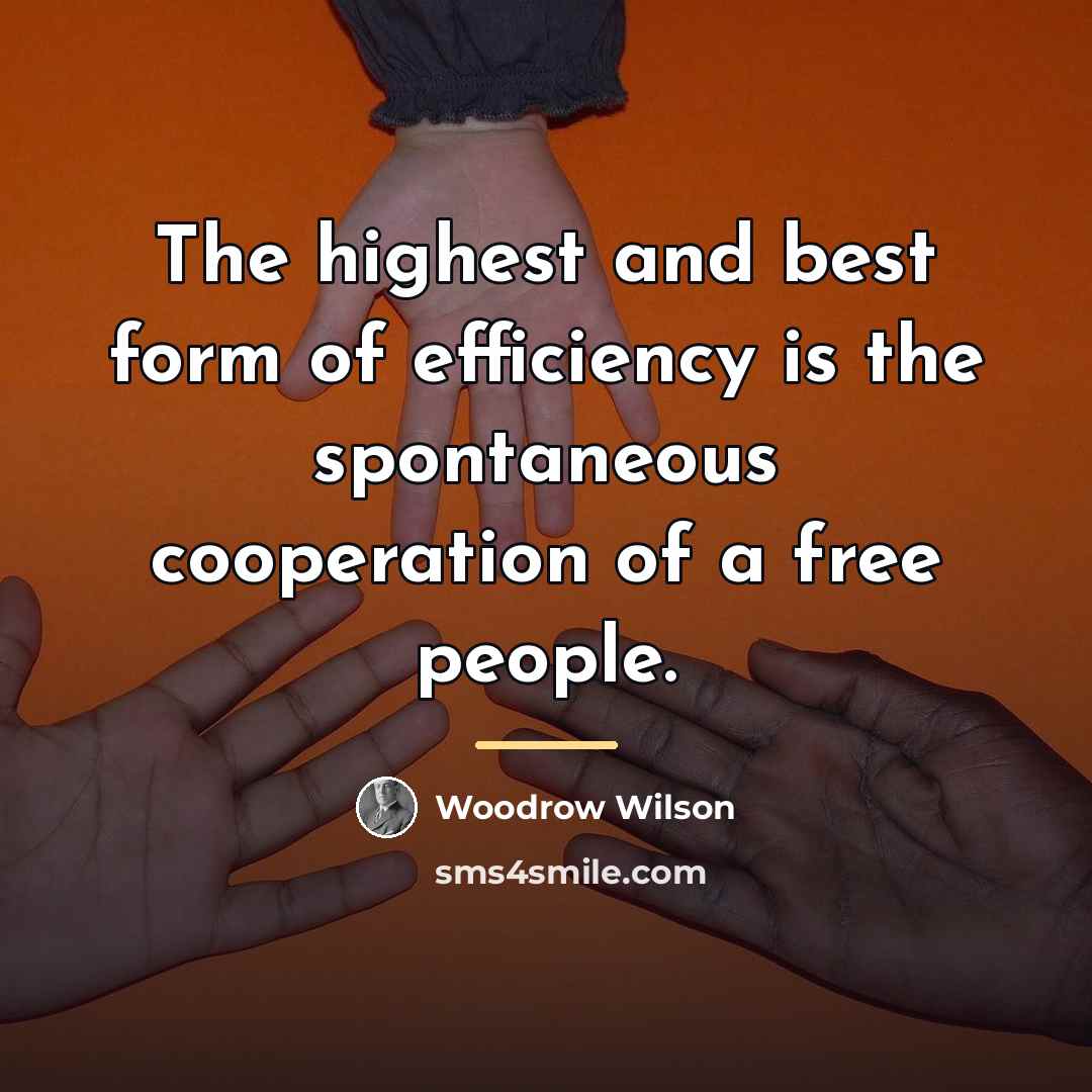 “The highest and best form of efficiency is the spontaneous…” quote by Woodrow Wilson
