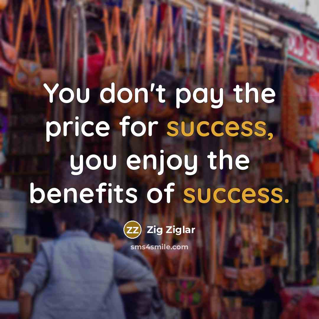 “You don't pay the price for success, you enjoy the…” quote by Zig Ziglar