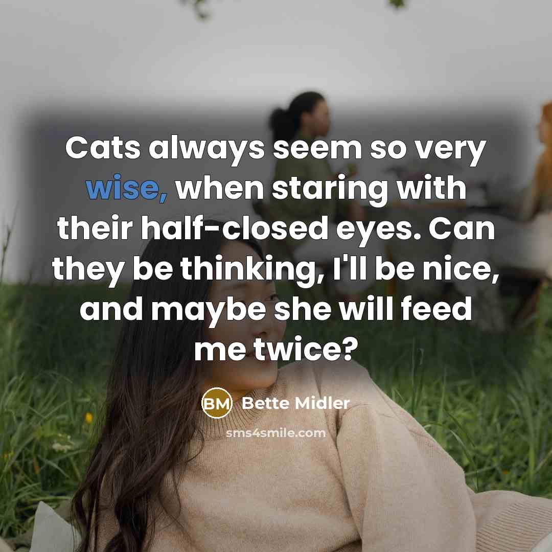 “Cats always seem so very wise, when staring with their…” quote by Bette Midler