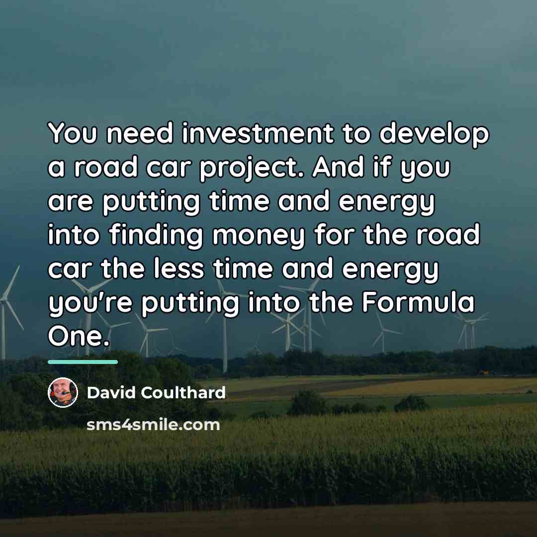 “You need investment to develop a road car project. And…” quote by David Coulthard