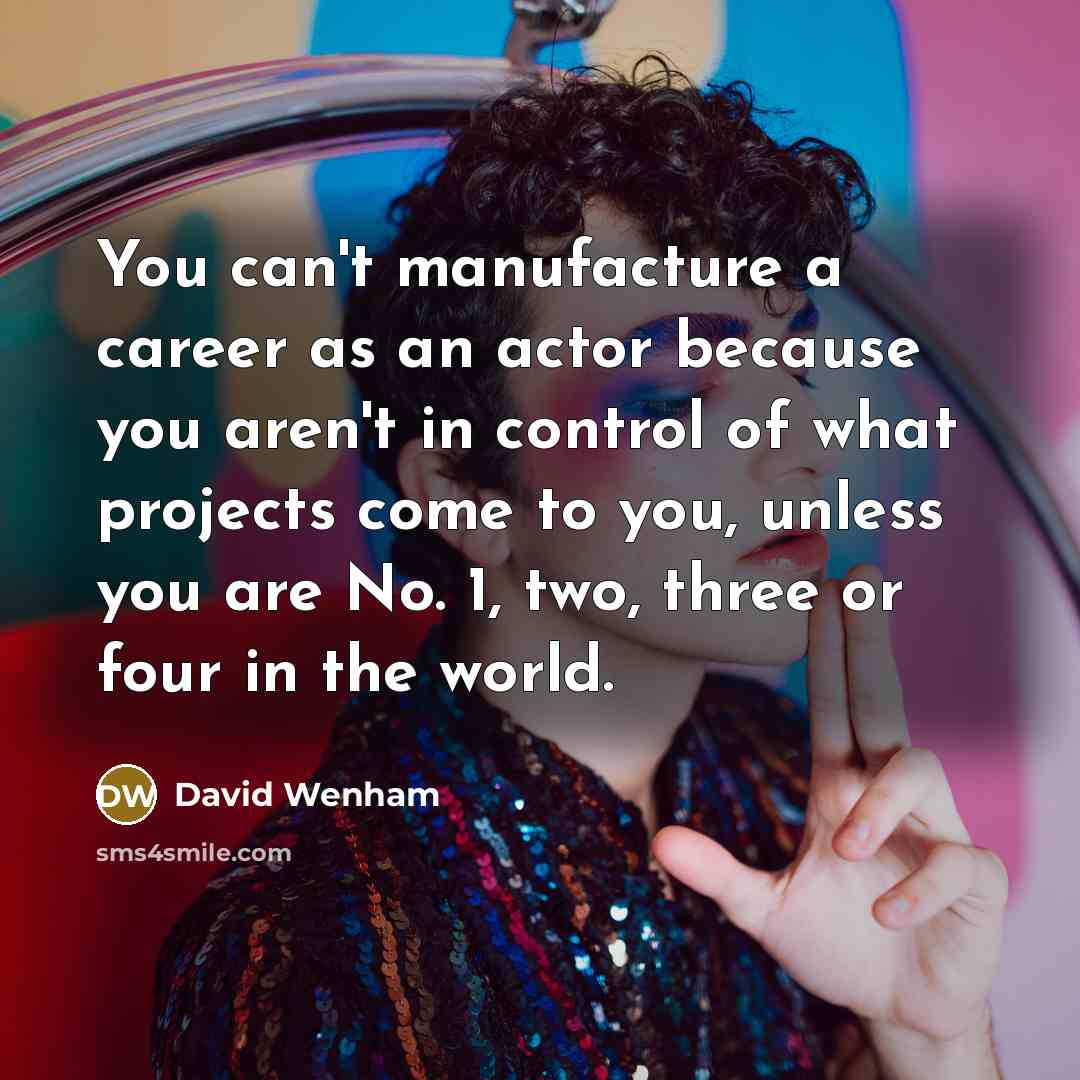“You can't manufacture a career as an actor because you…” quote by David Wenham