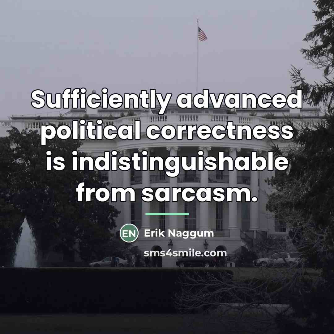 “Sufficiently advanced political correctness is indistinguishable from sarcasm.…” quote by Erik Naggum