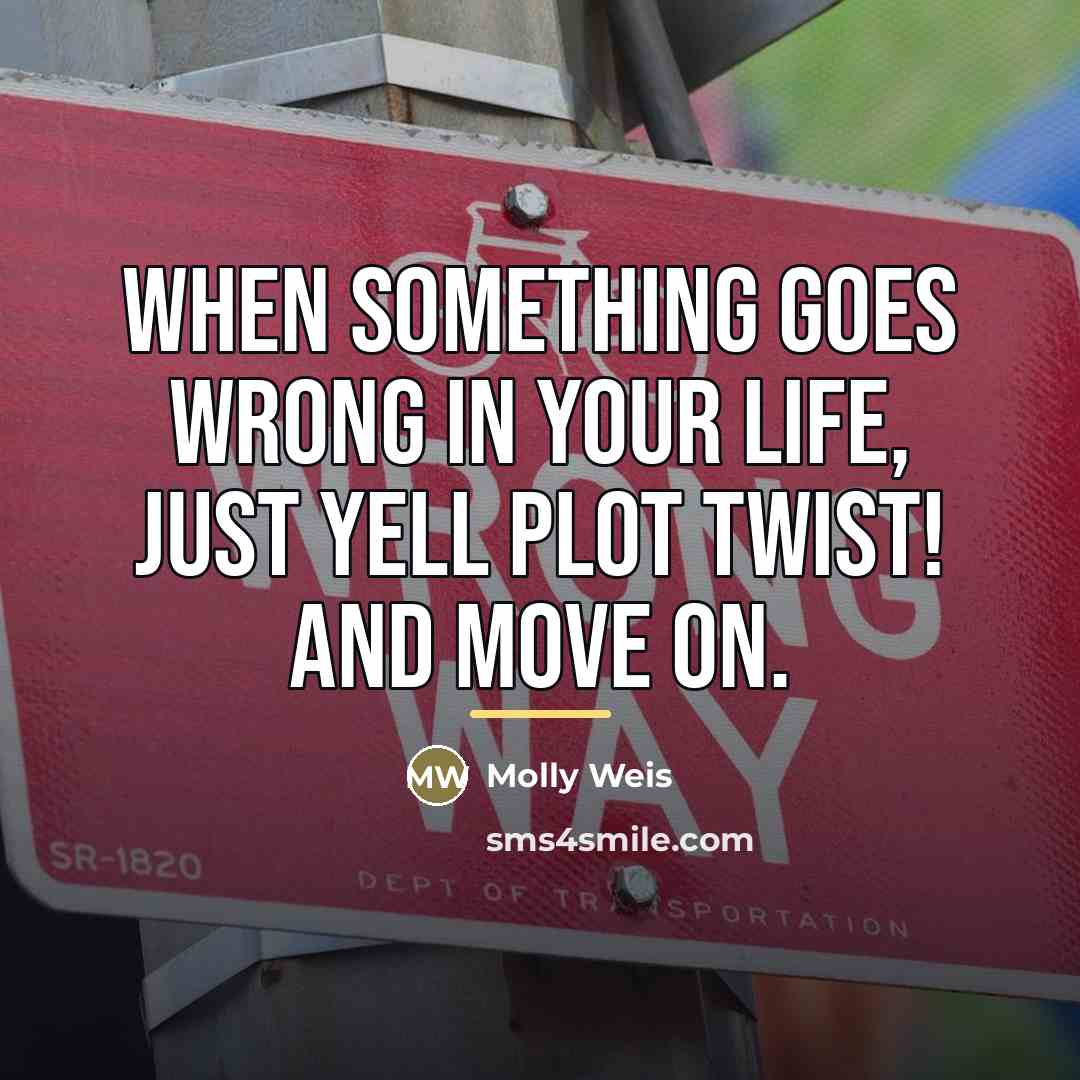“When something goes wrong in your life, just yell Plot…” quote by Molly Weis