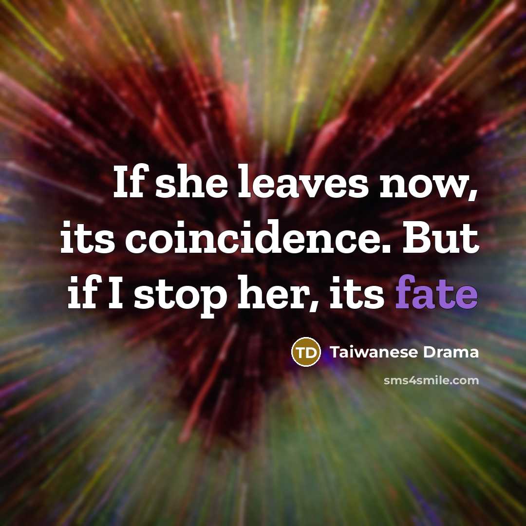 “If she leaves now, its coincidence. But if I stop…” quote by Taiwanese Drama