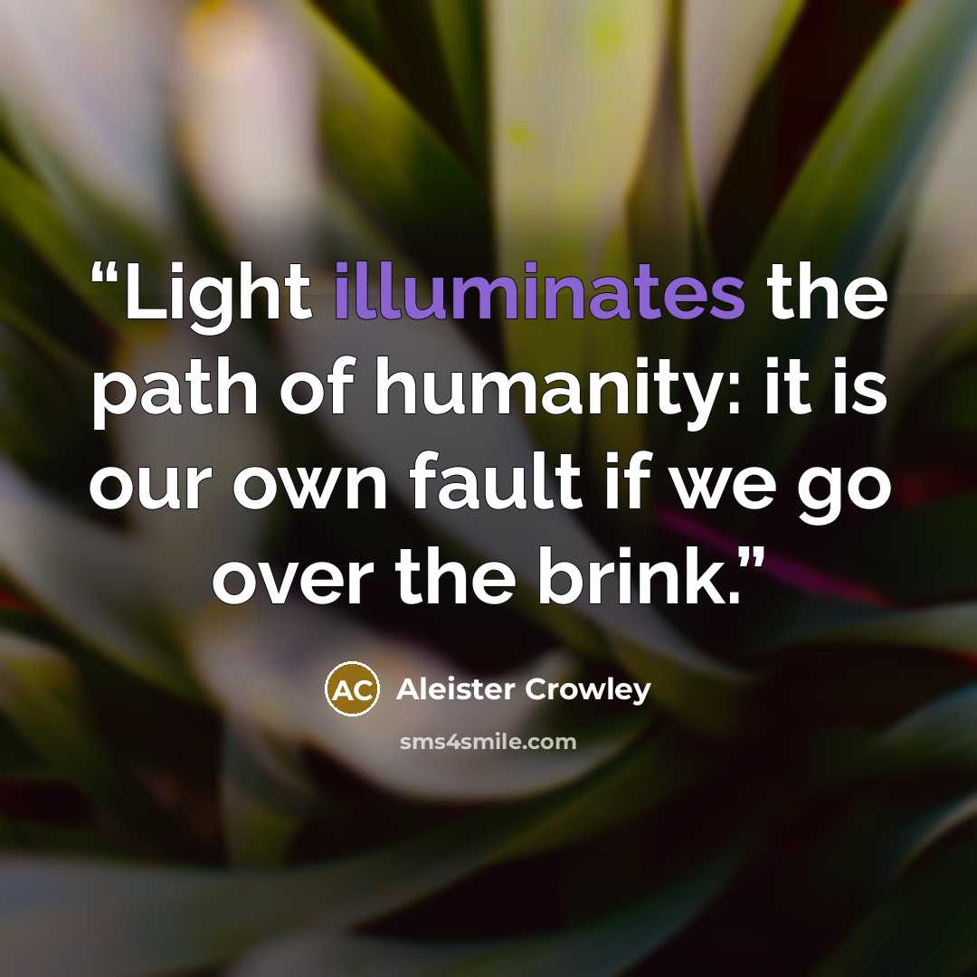 “Light illuminates the path of humanity: it is our own fault if we go over the brink.” quote by Aleister Crowley