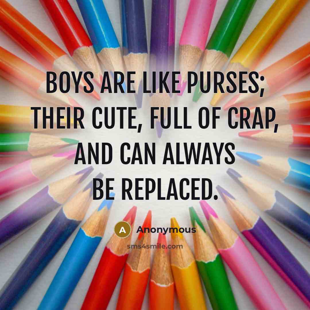 “Boys are like purses; their CUTE, FULL OF CRAP, and…” quote by Anonymous