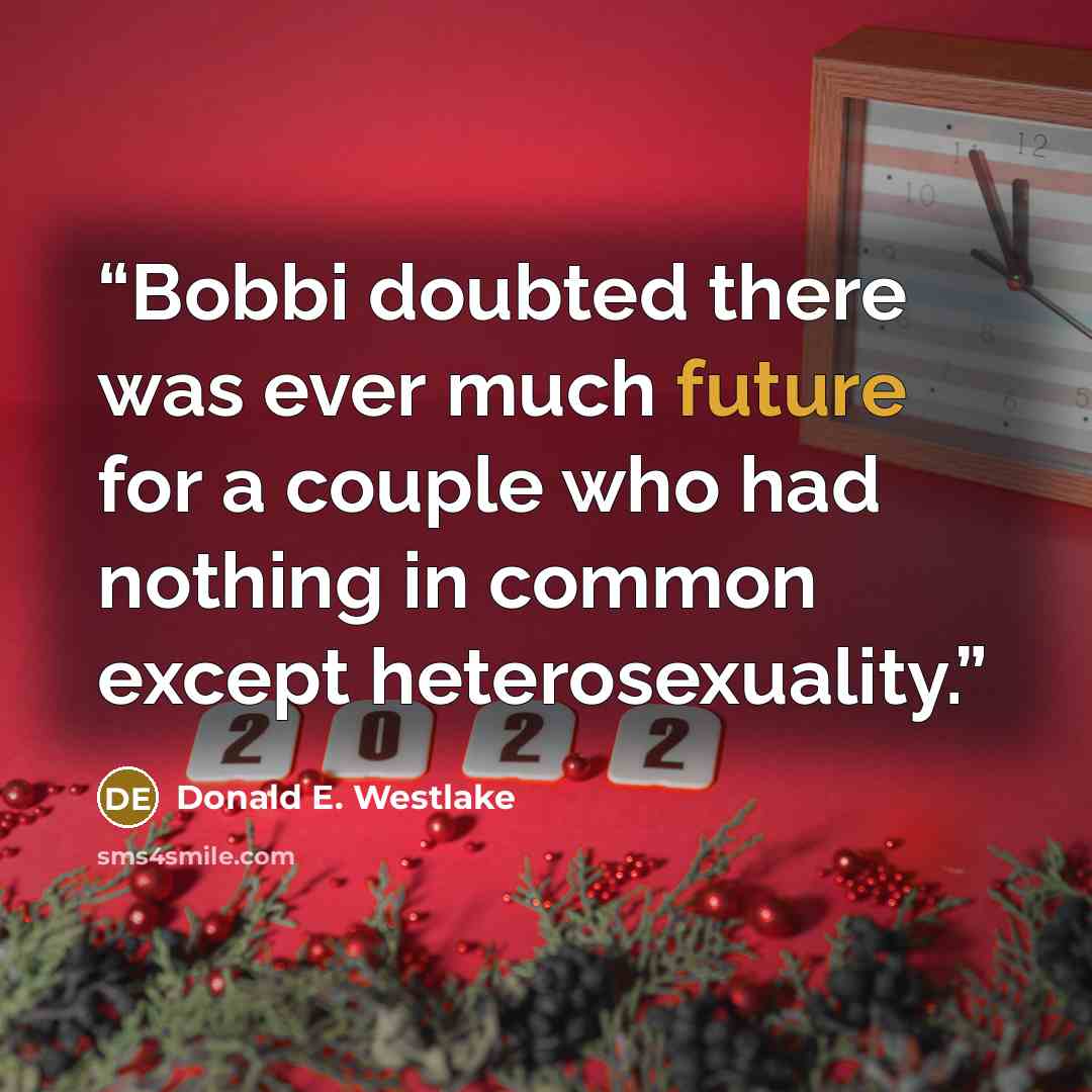 “Bobbi doubted there was ever much future for a couple who had nothing in common except heterosexuality.” quote by Donald E. Westlake