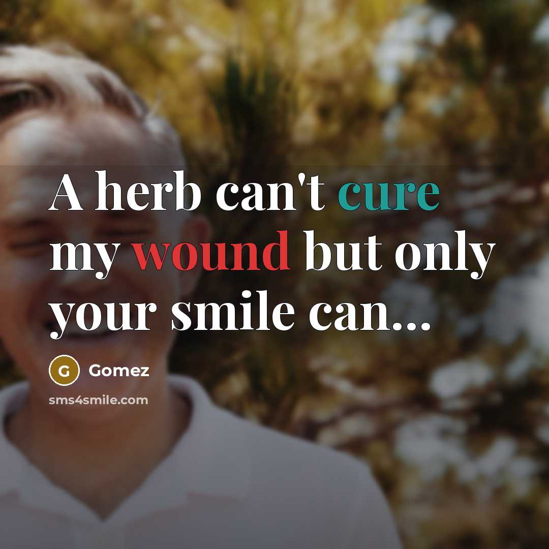 “A herb can't cure my wound but only your smile can…” quote by Gomez