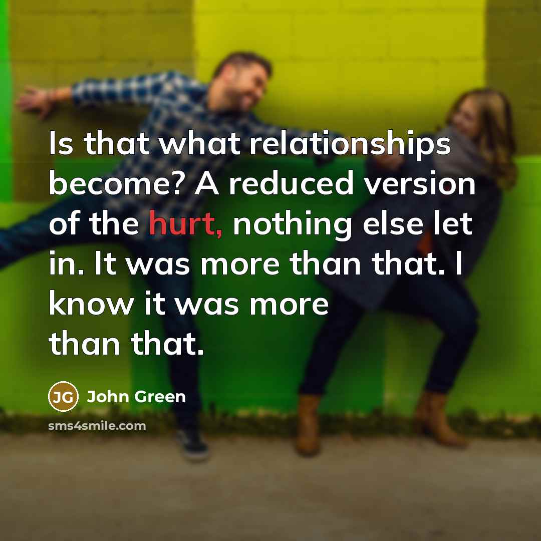 “Is that what relationships become? A reduced version of the…” quote by John Green