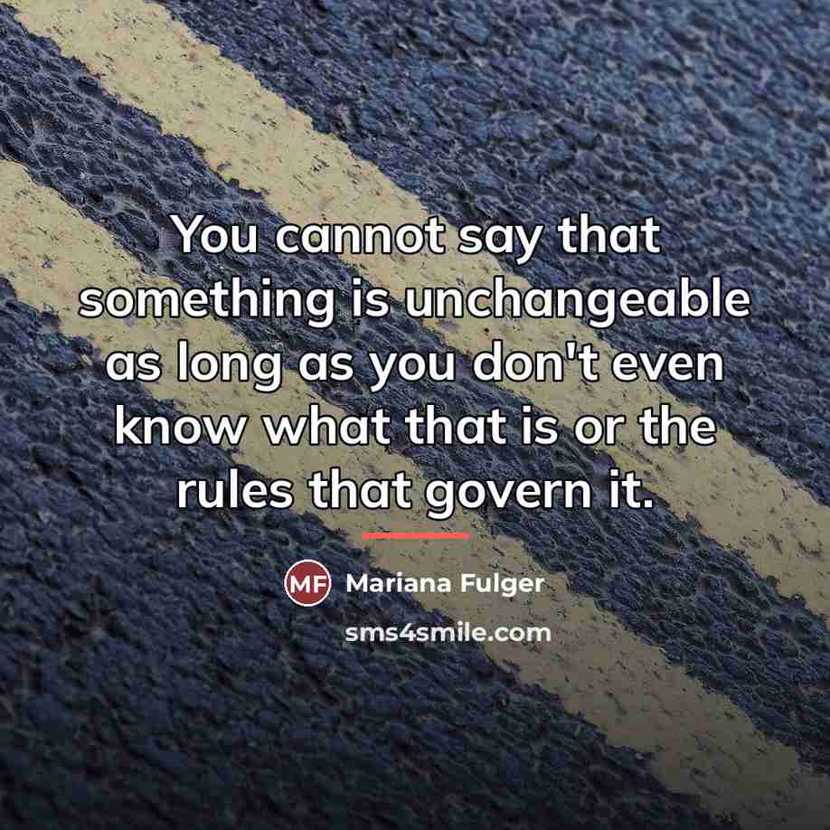 “You cannot say that something is unchangeable as long as…” quote by Mariana Fulger