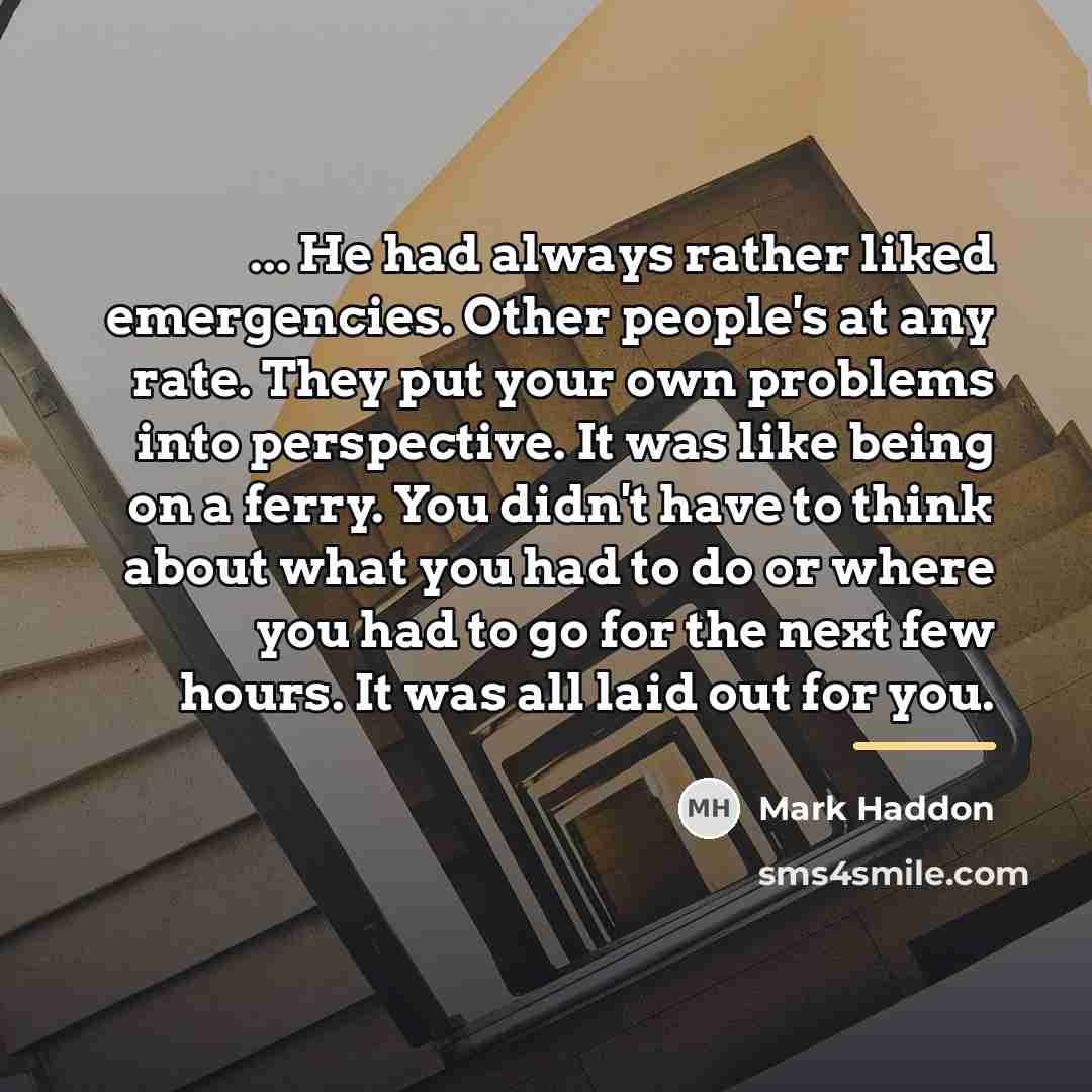 “... He had always rather liked emergencies. Other people's at…” quote by Mark Haddon