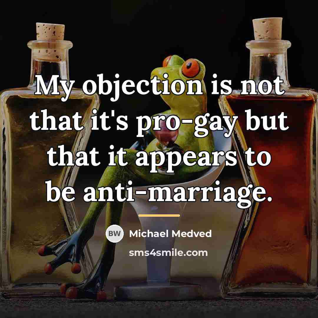 “My objection is not that it's pro-gay but that it…” quote by Michael Medved