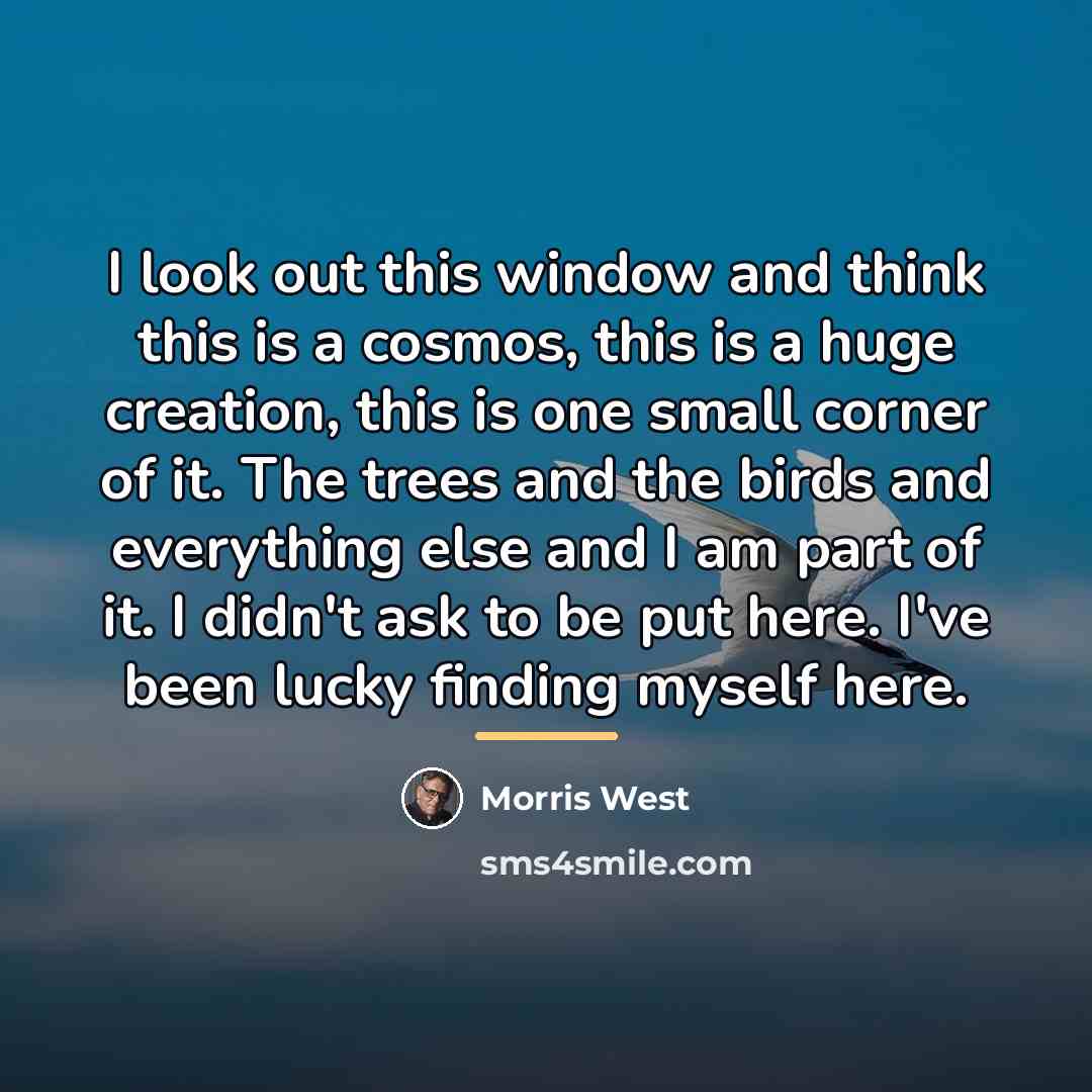 “I look out this window and think this is a…” quote by Morris West