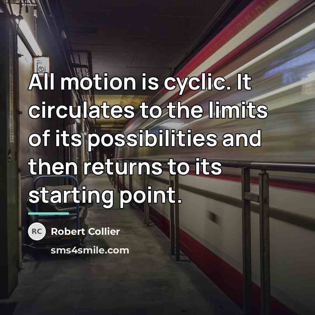 “All motion is cyclic. It circulates to the limits of…” quote by Robert Collier