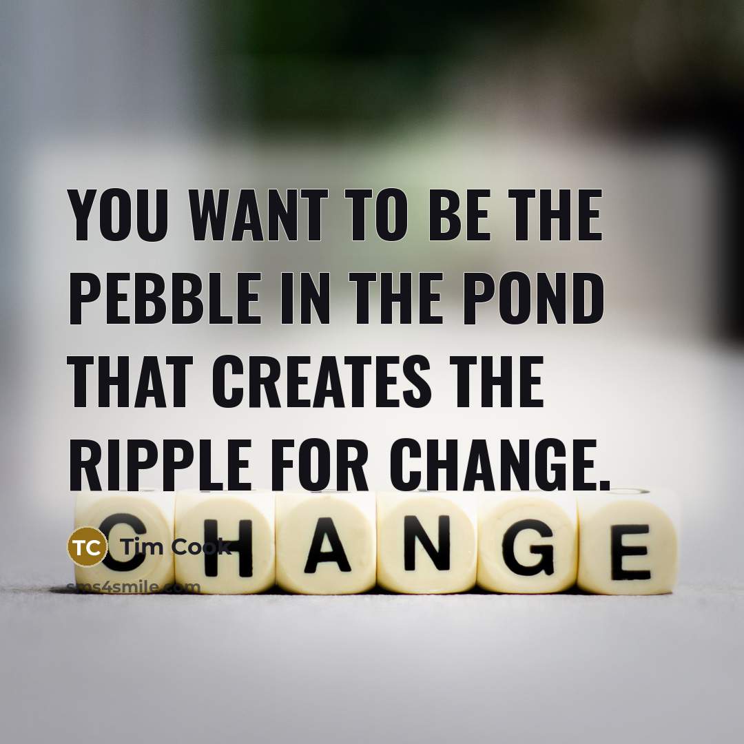“You want to be the pebble in the pond that…” quote by Tim Cook