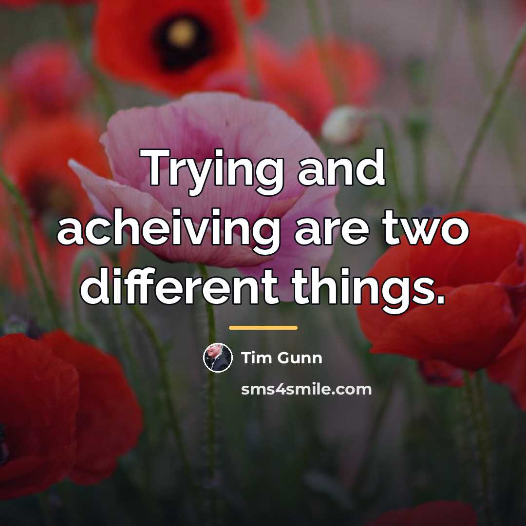“Trying and acheiving are two different things.…” quote by Tim Gunn