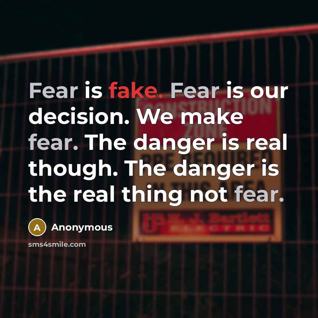 “Fear is fake. Fear is our decision. We make fear.…” quote by Anonymous