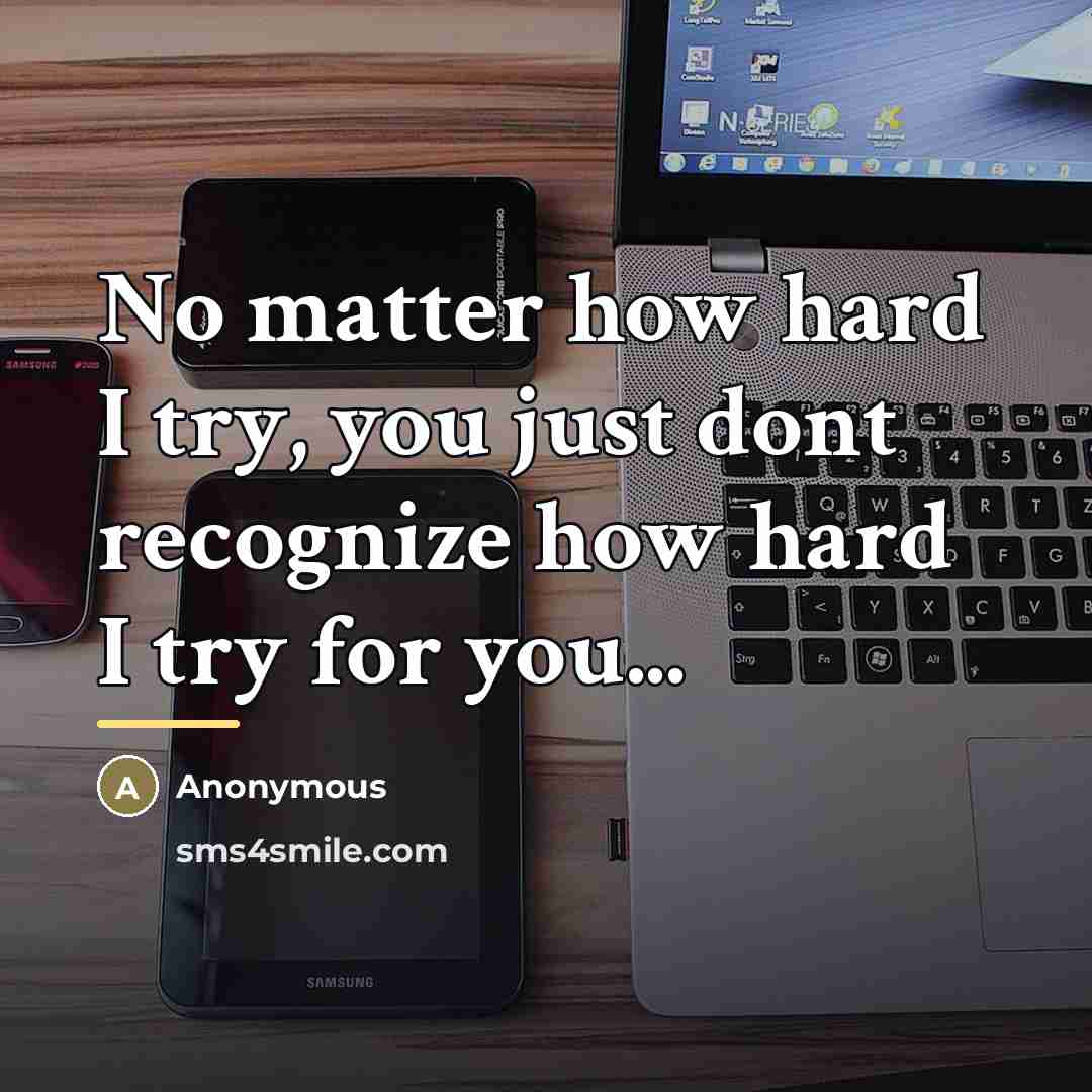 “No matter how hard I try, you just dont recognize…” quote by Anonymous