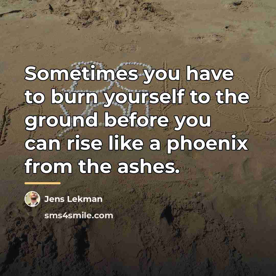 “Sometimes you have to burn yourself to the ground before…” quote by Jens Lekman
