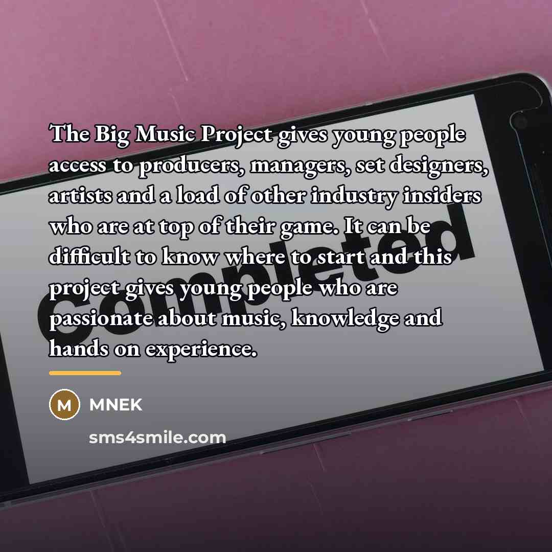“The Big Music Project gives young people access to producers,…” quote by MNEK