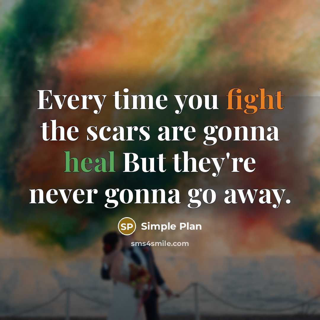 “Every time you fight the scars are gonna heal But…” quote by Simple Plan