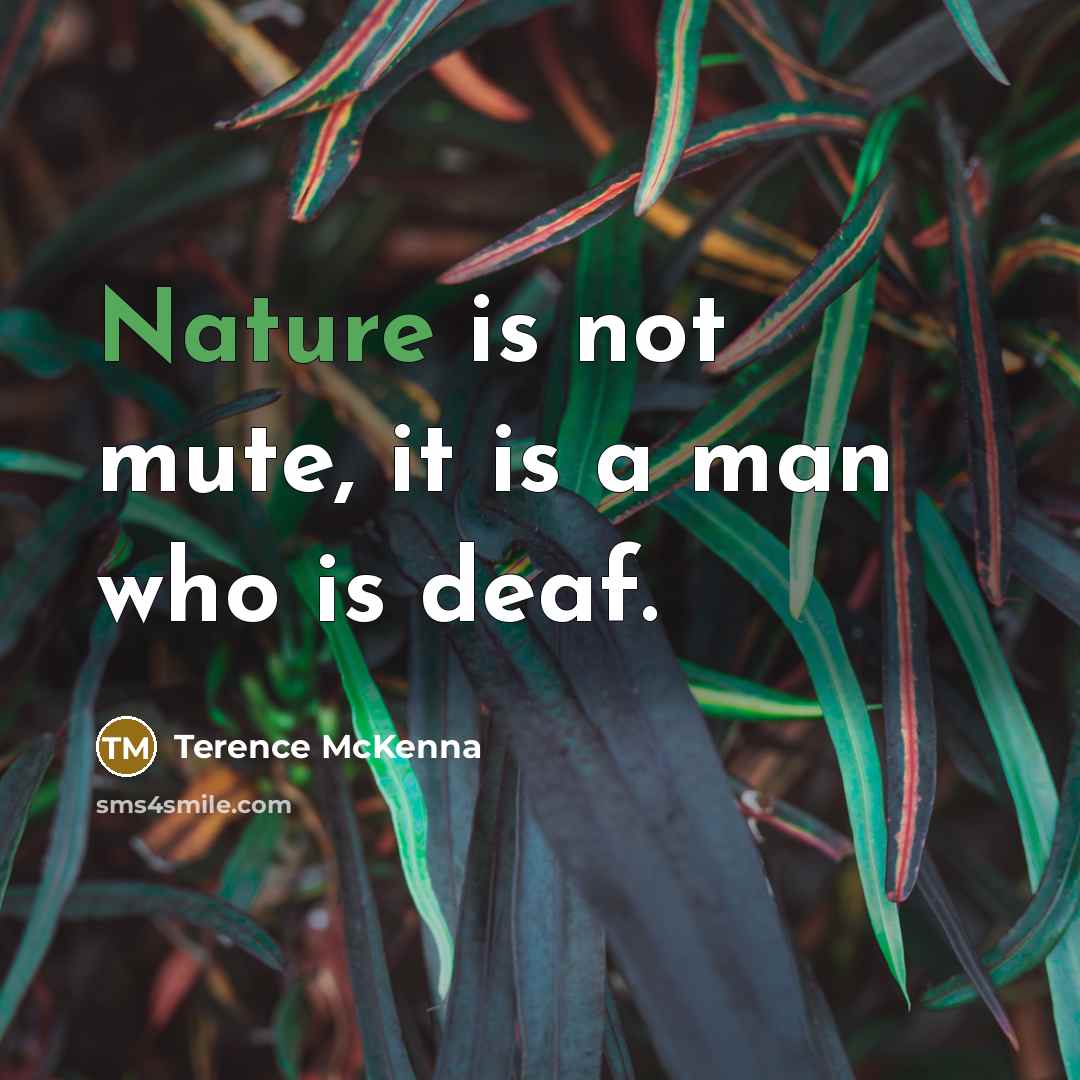 “Nature is not mute, it is a man who is…” quote by Terence McKenna