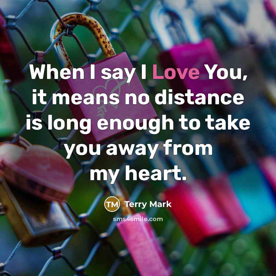 “When I say I Love You, it means no distance…” quote by Terry Mark