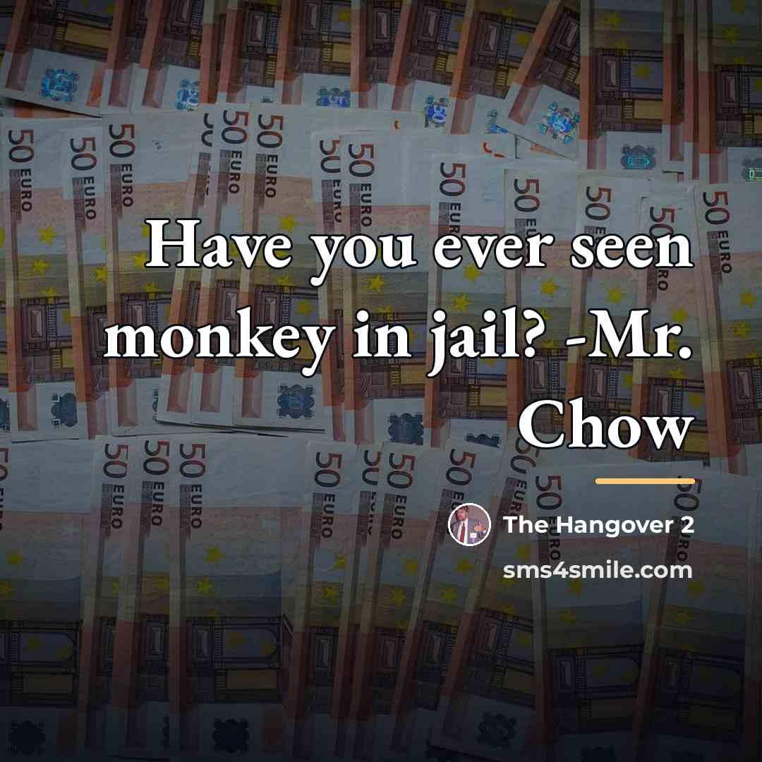 “Have you ever seen monkey in jail? -Mr. Chow…” quote by The Hangover 2