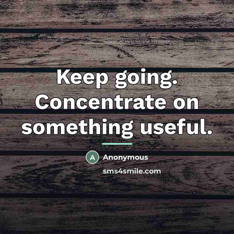 “Keep going. Concentrate on something useful.…” quote by Anonymous