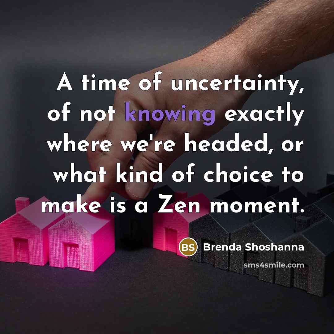 “A time of uncertainty, of not knowing exactly where we're…” quote by Brenda Shoshanna