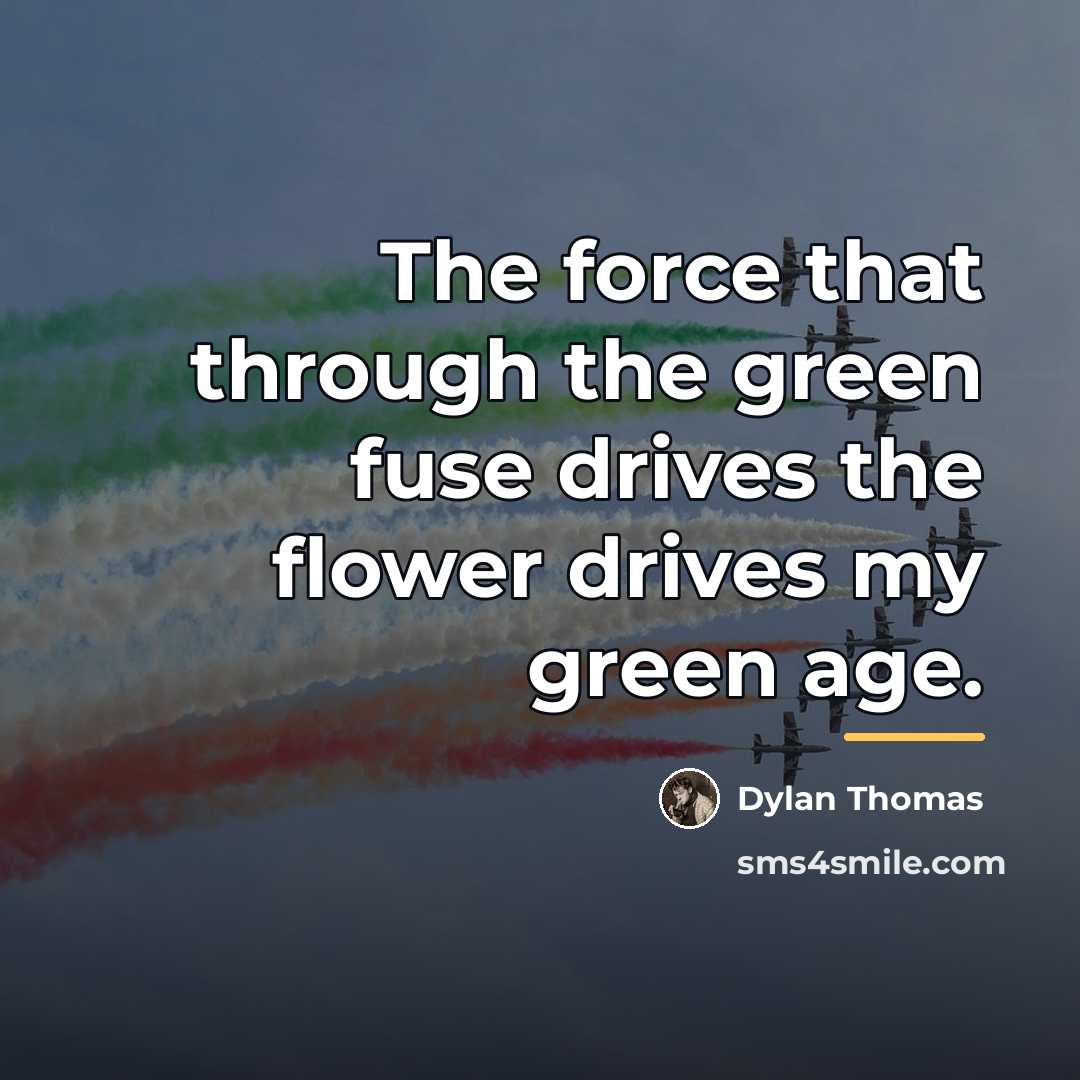 “The force that through the green fuse drives the flower…” quote by Dylan Thomas