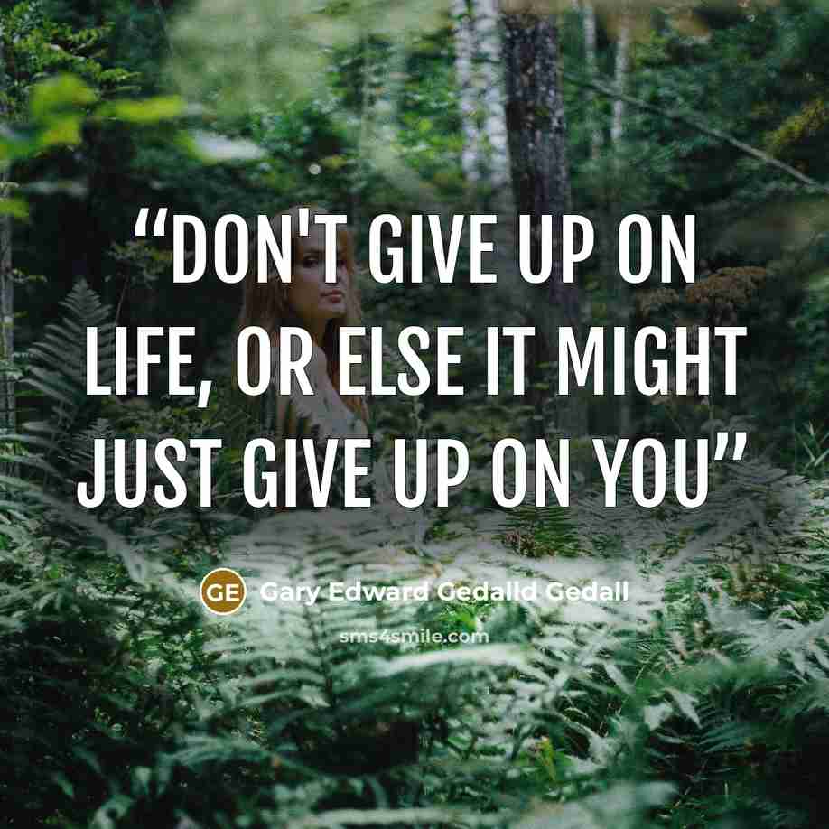 “Don't give up on life, or else it might just give up on you” quote by Gary Edward Gedalld Gedall