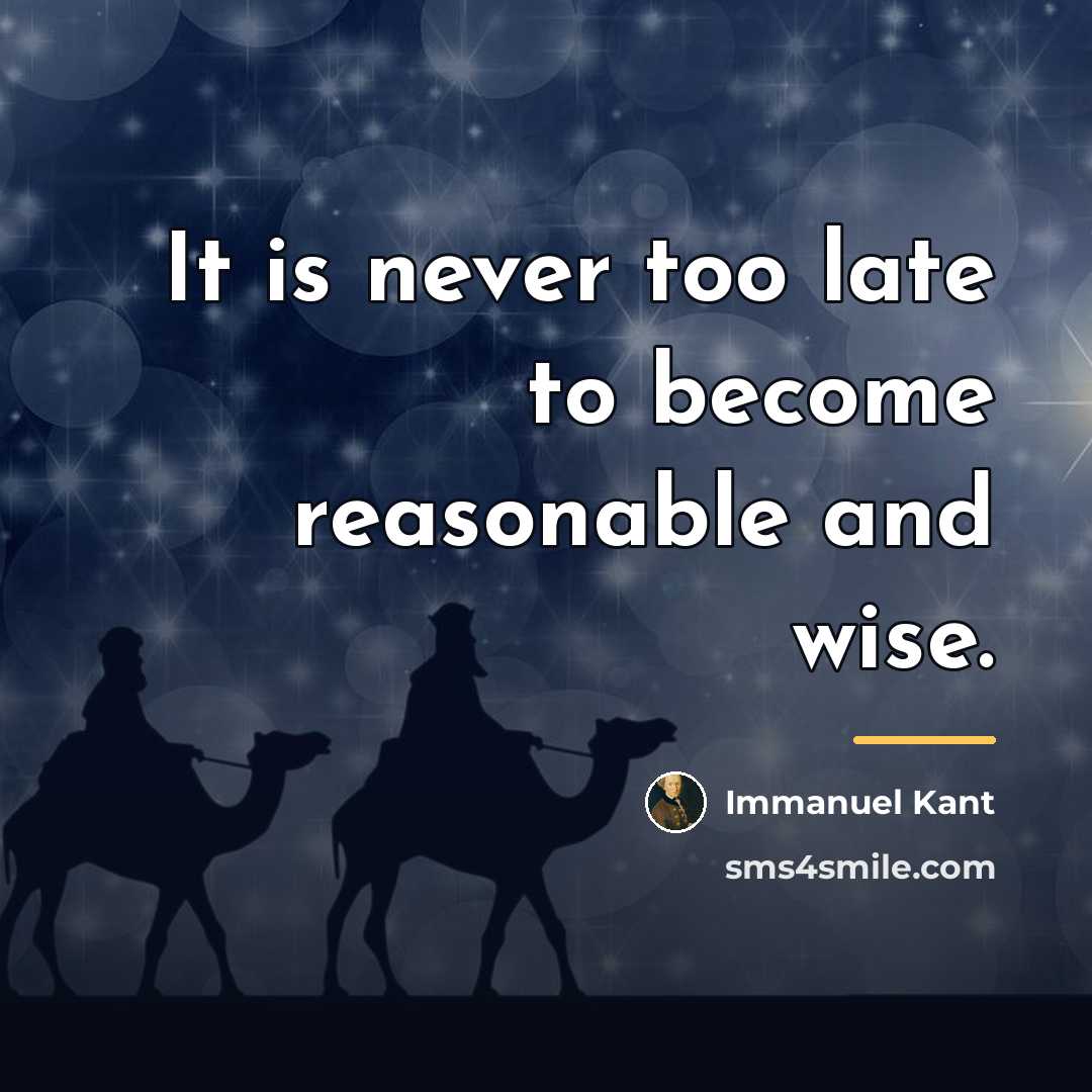 “It is never too late to become reasonable and wise.…” quote by Immanuel Kant