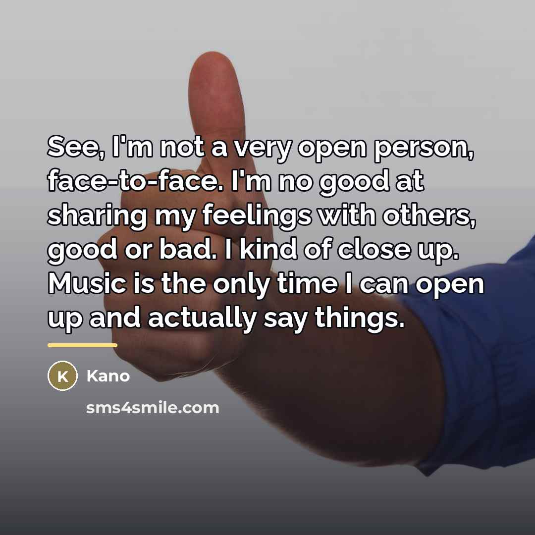 “See, I'm not a very open person, face-to-face. I'm no…” quote by Kano
