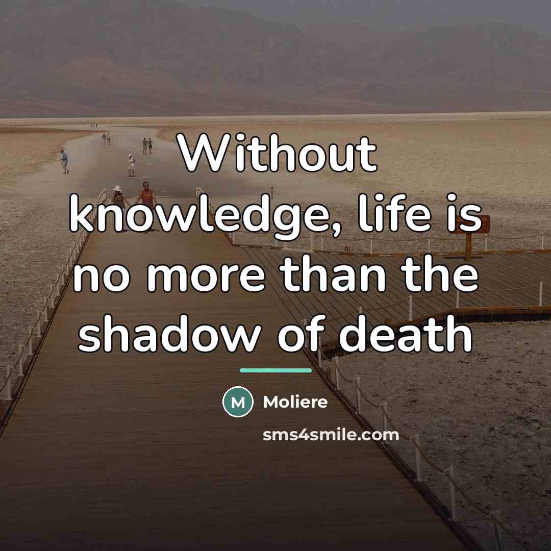 “Without knowledge, life is no more than the shadow of…” quote by Moliere