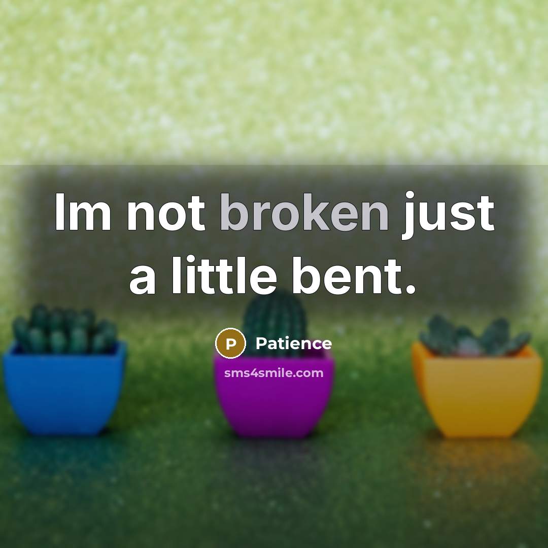 “Im not broken just a little bent.” quote by Patience
