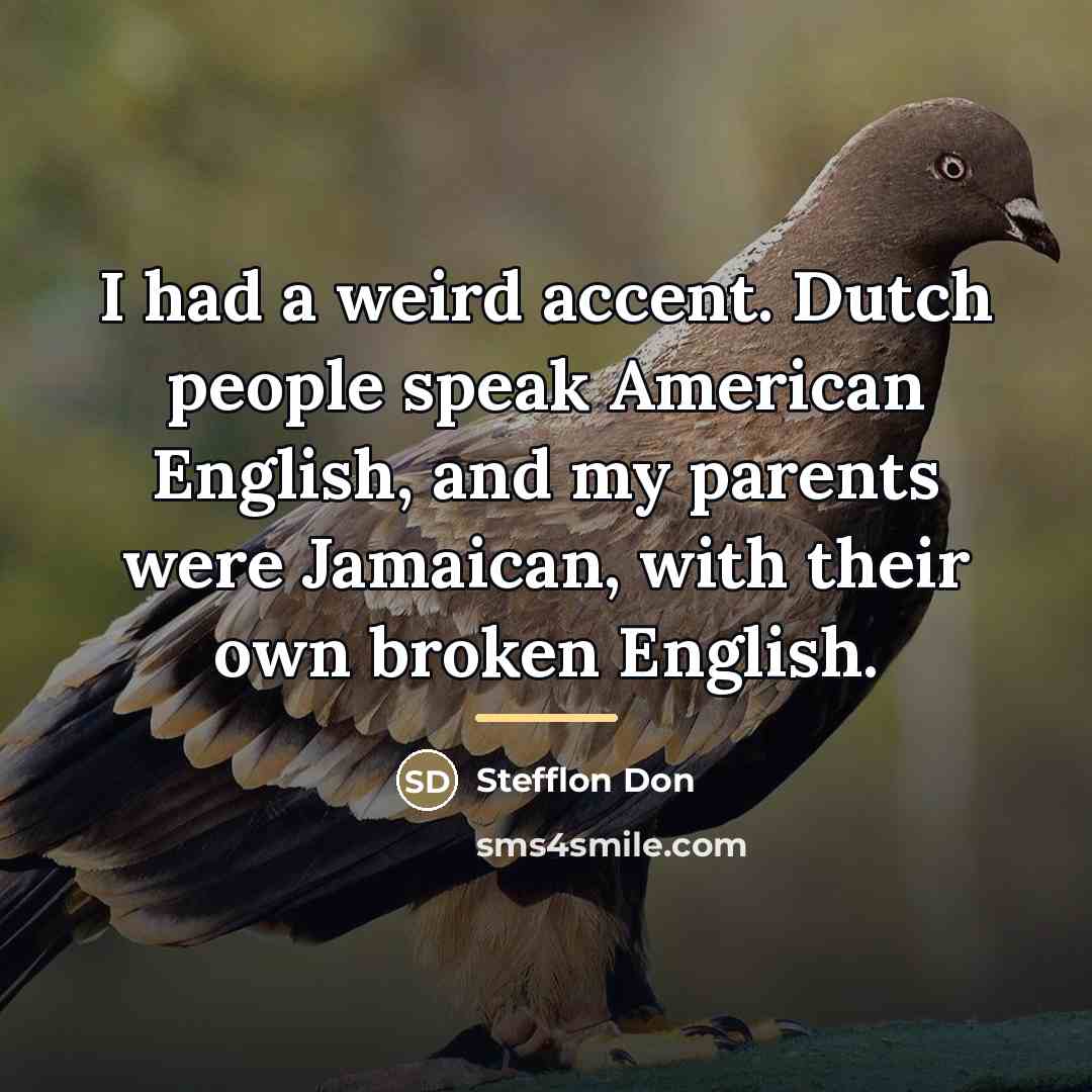 “I had a weird accent. Dutch people speak American English,…” quote by Stefflon Don