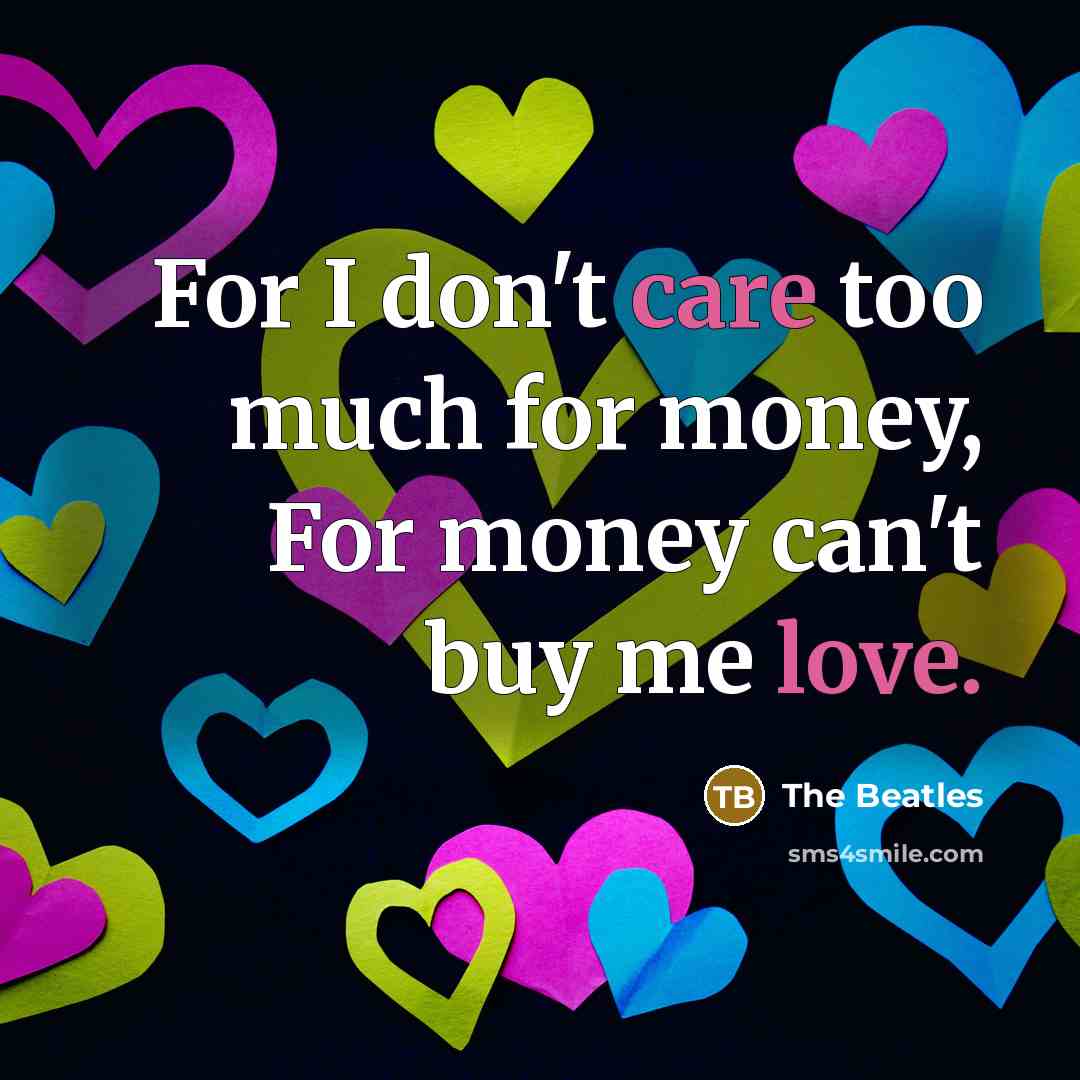 “For I don't care too much for money, For money…” quote by The Beatles