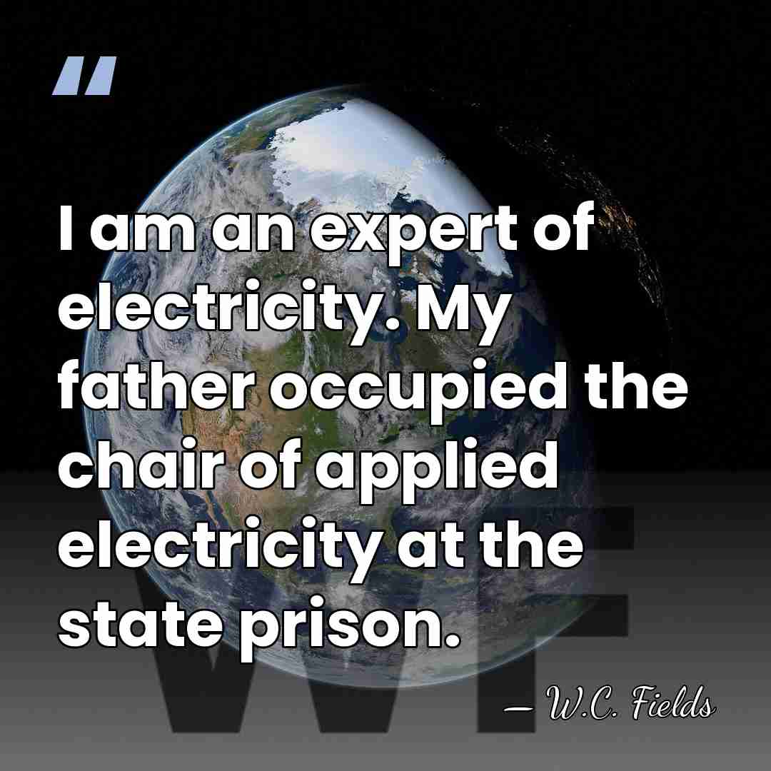I am an expert of electricity. My father occupied the chair of&hellip; - W.C. Fields