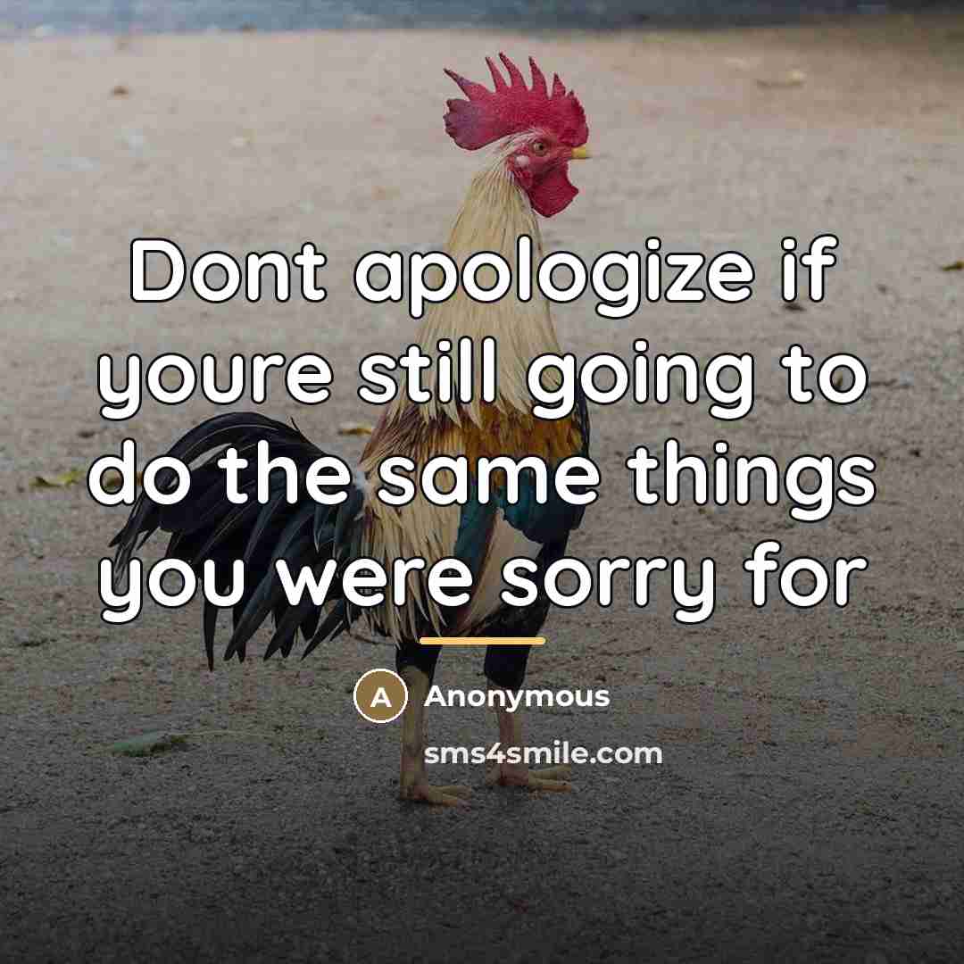 “Dont apologize if youre still going to do the same…” quote by Anonymous