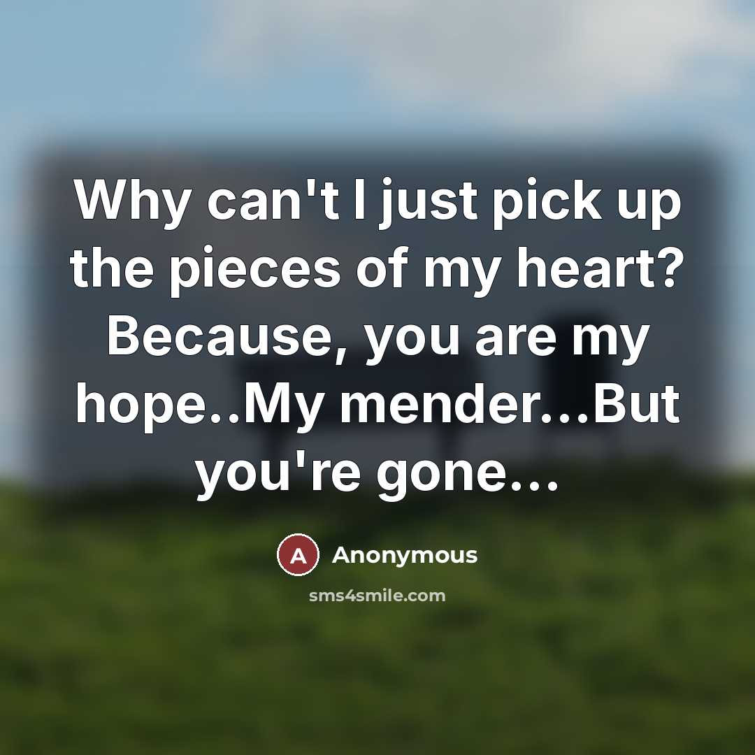 “Why can't I just pick up the pieces of my…” quote by Anonymous