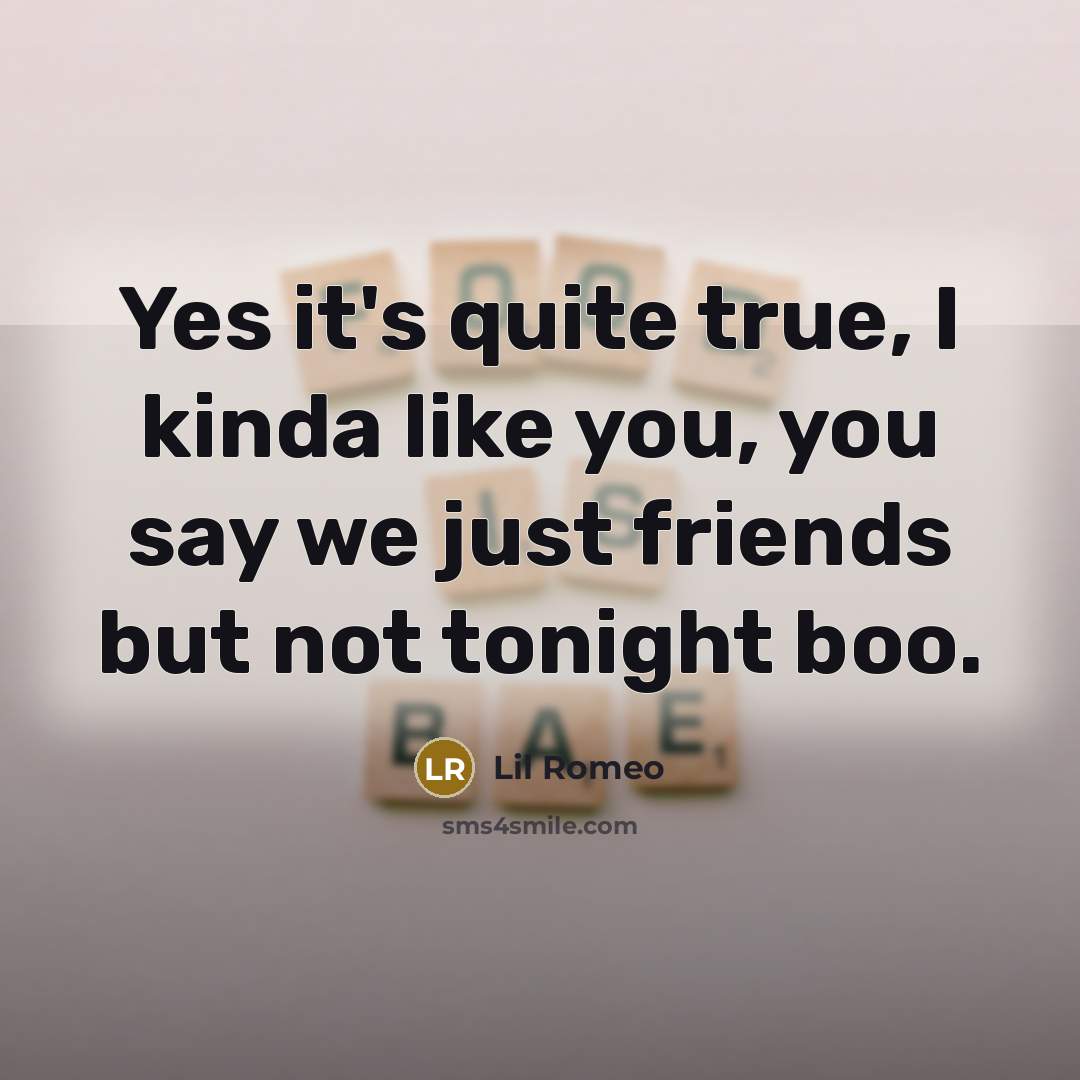 “Yes it's quite true, I kinda like you, you say…” quote by Lil Romeo